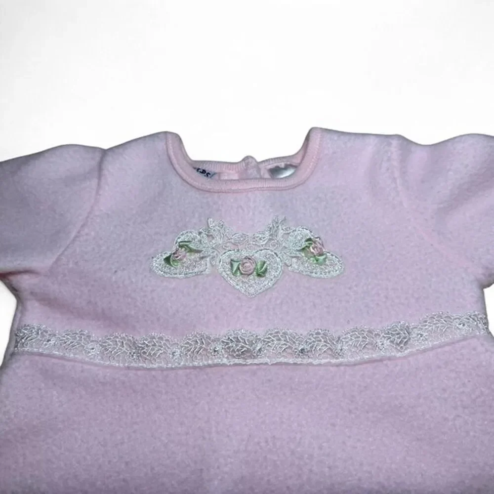 Y2K Kids Play Pink Floral Pant & Shirt Set 12M Two Piece Coordinated Cottagecore